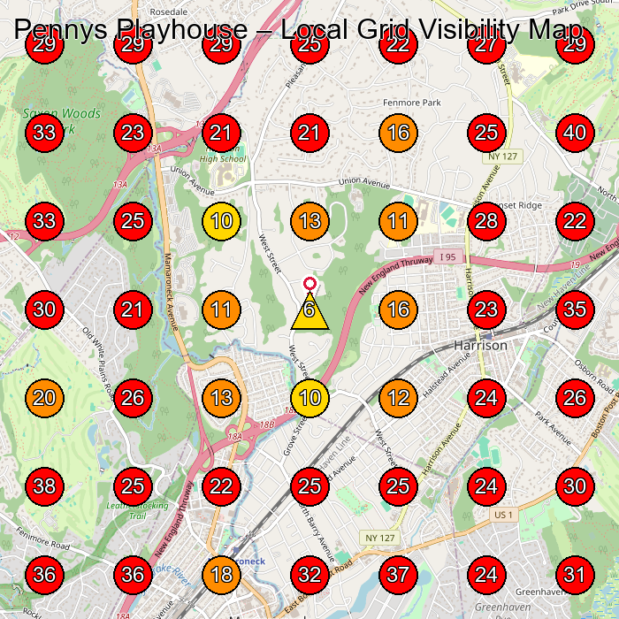 Pennys Playhouse GeoGrid visibility map for Day Care Center in Purchase